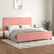 Okvir za krevet s uzglavljem ružicasti 200x200 cm baršunasti