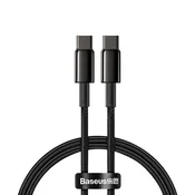 BASEUS USB-C kabel za hitro polnjenje Power Delivery PD QC 100 W 5 A, 1 m, črn