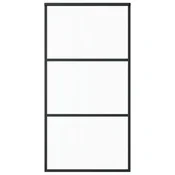 Vidaxl Drsna vrata ESG steklo in aluminij 102x205 cm črna