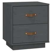 Vidaxl Nočna omarica siva 40x34x45 cm trdna borovina