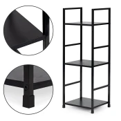 MODERNHOME Drvena polica sa metalnim LOFT okvirom, 3 nivoa, crna