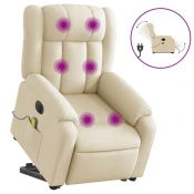 MAISON CHIC Električni masažni naslanjač - Relax naslanjač s funkcijo vstajanja krem, (22042532)