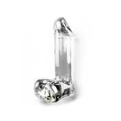 Glass Worxx Crystal Cock – stakleni dildo s testisima, 17.5 cm