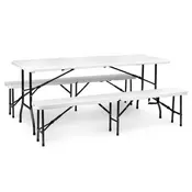 ModernHome Sklopivi sto 180cm + 2 klupe Bela