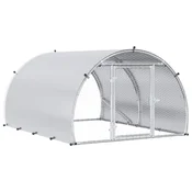 vidaXL Hiša za kokoši Srebrna 200 x 150 x 100 cm Pocinkano jeklo