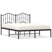 Vidaxl Kovinski posteljni okvir z vzglavjem črn 135x190 cm