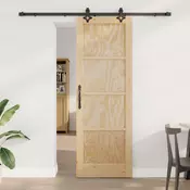 vidaXL Drsna vrata Naravna in črna 73,5 x 211 cm Trdna borovina