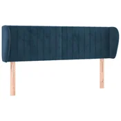 Vidaxl Vzglavje z ušesi temno modro 147x23x78/88 cm žamet