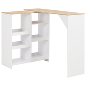Barska miza s premično polico bela 138x39x110 cm