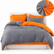 Posteljnina v odtenkih sive in oranžne 200x220 cm BOMBAŽ, DVOBARVNA