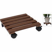 ProGarden Držalo za lonec s kolesi 29X29cm rjave barve KO-X64000070