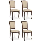 Casa Padrino Art Nouveau Dining Chair Set of 4 Cream/Dark Brown 44 x 44 x H. 96 cm - Elegant Solid Wood Kitchen Chairs - Baroque & Art Nouveau Dining Room Furniture