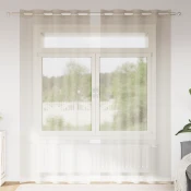 Voile zavjesa sa zavjesama 2 pcs Pijesak 260 x 140 cm Poliester