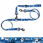 Povodec DWÓJNIK za majhne pse 1,78 metra, trak 1,5 cm, vzorec WINTER