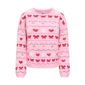 ONLY Pulover ONLXMAS SNOWIE roza / rdeča / bela