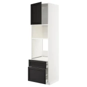 METOD / MAXIMERA Vis.el.pecn./mikrotal. s vrat/2fiok, bela/Lerhyttan crno bajcovano, 60x60x220 cm