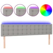Vidaxl vidaXL Vzglavje postelje z LED svetlo sivo 180x5x78/88 cm blago