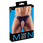 ENJOY - Moške sijoče tangice z luknjo za penis, črne barve, velikost S