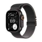 Apple Watch Ultra 3 Milanaise ČRNa pasu: MF1Q4QF/A Velikost Srednja 49mm ČRNo titansko ohišje