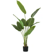 HOMCOM Umetna rastlina 160 cm z 10 listi iz PEVA z lončkom O16, 5x13, 5 cm, zelena plastična rastlina za notranjost, pisarno, dnevno sobo