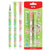 Gel pisalo/radirka M&G iErase Soft Animals - Owl (0,7 mm) komplet 2 kosov - modro polnilo