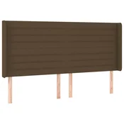 Vidaxl Vzglavje z ušesi temno rjavo 183x16x118/128 cm blago