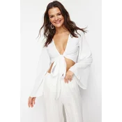 Trendyol White Crop Woven Blouse