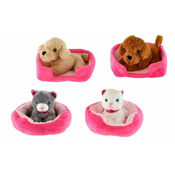Teddies Hišni ljubljenček v postelji pliš 4 barve 22x24cm 24m+