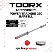 Toorx Power Training 220 Barbell – olimpijska palica – dolžina 220 cm, teža 20 kg, max. obr. 320 kg