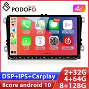 Podofo Android Car Radio CarPlay For VW Volkswagen Golf Polo Skoda Rapid Octavia Tiguan Passat B7 Stereo Multimedia Player GPS