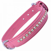 Ovratnica za pse - Swarovski kristali, roza barva 50cm