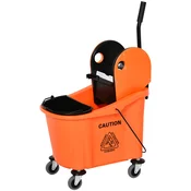 HOMCOM HOMCOM Profesionalno vedro za mop 36L, voziček za pranje z ročnim ožemalnikom in 2 vedri, oranžno-črno, (20755367)