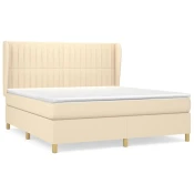 vidaXL vidaXL Box spring postelja z vzmetnico krem 160x200 cm blago, (20897372)