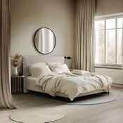 MID.YOU OBLAZINJENA POSTELJA 160 cm x 200 cm , les, tekstil, leseni material naravne barve