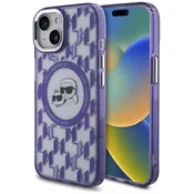 slomart Etui Karl Lagerfeld IML Monogram Karl & Choupette Head MagSafe za iPhone 15 - vijolično