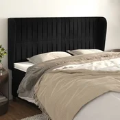 Vidaxl vidaXL Vzglavnik s krilci, črn, 203x23x118/128 cm, žamet