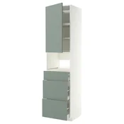 METOD/MAXIMERA Visoka omara za vgrad gspd aparate, bela/Nickebo mat sivo-zelena, 60x60x240 cm