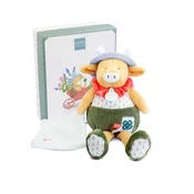 Doudou Darilni set Plišasta kravica Aneth z odejo zelena 28 cm