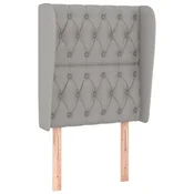 Vidaxl Vzglavje z ušesi svetlo sivo 83x23x118/128 cm blago