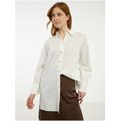 Creamy Womens Long Shirt with Linen Fransa - Ladies