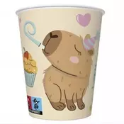 Papirnati kozarci s kapibaro motivom - 250 ml, set 8 kosov