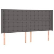Vidaxl Vzglavje z ušesi sivo 203x16x118/128 cm umetno usnje