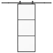 Vidaxl vidaXL Drsna vrata z okovjem, ESG steklo in aluminij, 76x205 cm