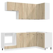 vidaXL Komplet kuhinjskih omaric 8 pcs Siva in bela Konstruiran les