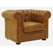 Casa Padrino Luxury Chesterfield Leather Armchair Vintage Brown/Dark Brown 105 x 95 x H. 80 cm - Chesterfield Genuine Leather Armchair - Chesterfield Furniture - Luxury Genuine Leather Furniture