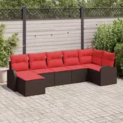 vidaXL vidaXL Vrtna sedežna garnitura z blazino 7 pcs Rjava Poly ratan, (5000155462)