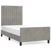 Vidaxl Posteljni okvir brez vzmetnice svetlo siv 100x200 cm žamet