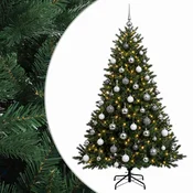 Vidaxl Umetna božična jelka z bučko 180 cm 300 LED Toplo bela