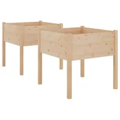 Vidaxl Vrtno cvetlično korito 2 kosa 70x70x70 cm trdna borovina