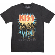 Kiss Majica Destroyer 3D Logo Stone Wash Unisex Charcoal Grey S